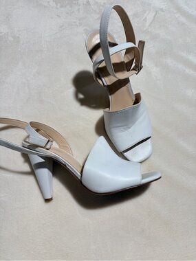 White Peep-Toe Ankle Wrap Heels - Classic Women's Dress Sandals